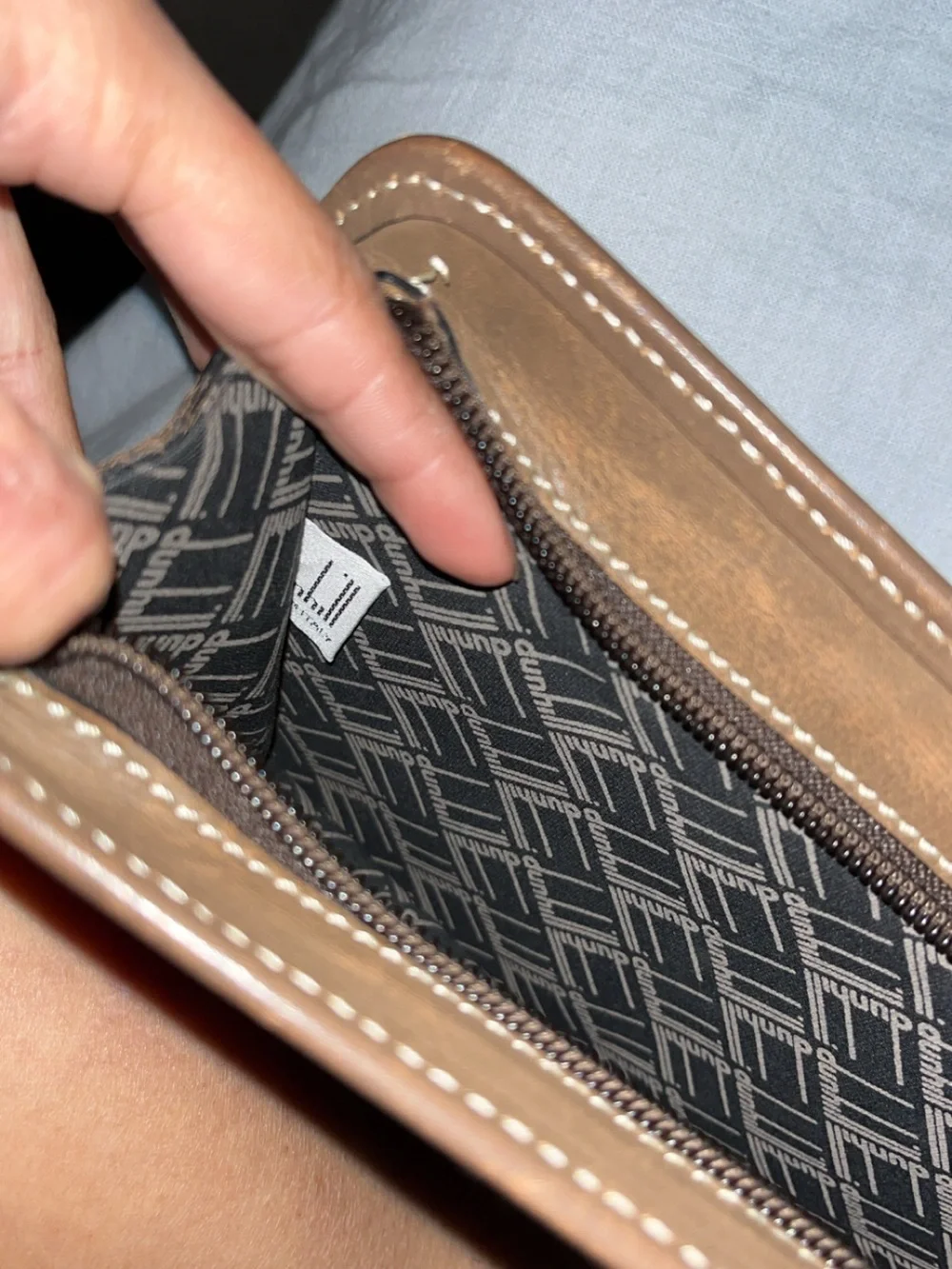 Dunhill Unisex Black and Brown leather Wristlet Clutch - Classic Two-Tone